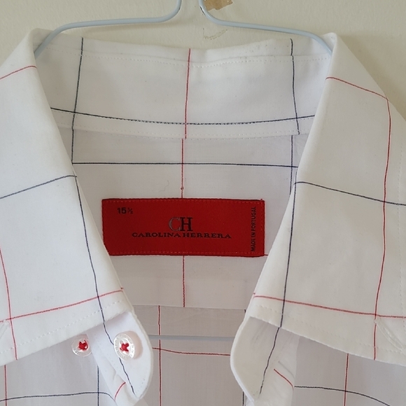 Carolina Herrera White Checkered Men's Shirt - Picture 3 of 5